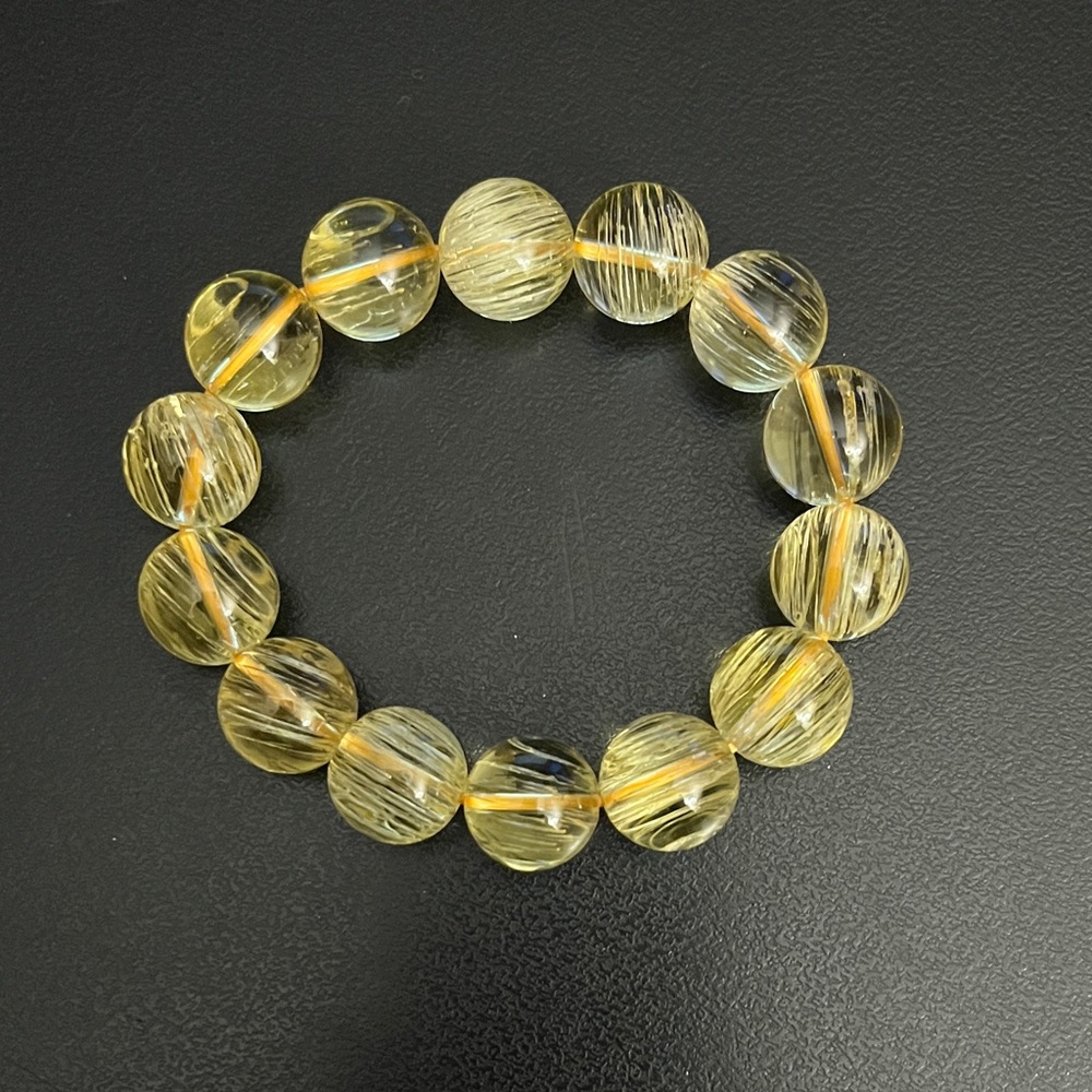 Natural Citrine Crystal Round Beads bracelet 14MM AAAAA. Brand new.